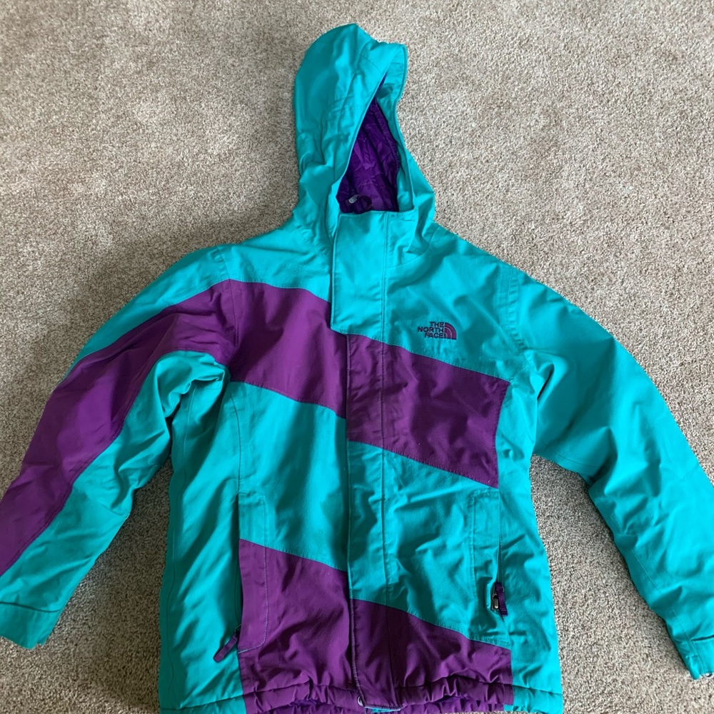 The North Face Teal and Purple Ski Jacket